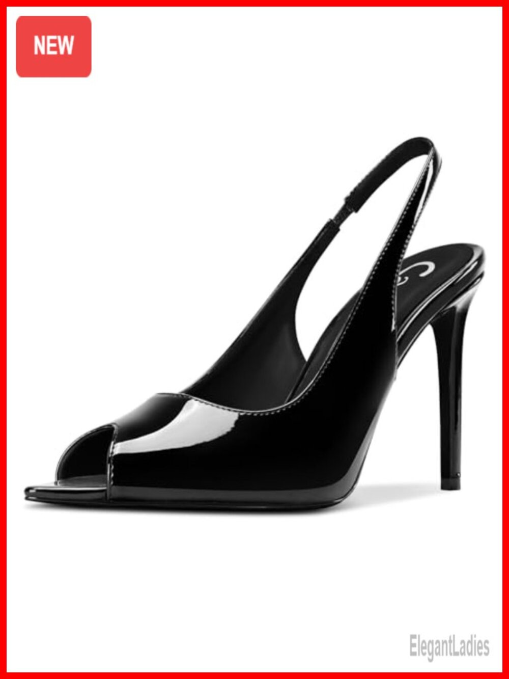 Women Peep Toe Slingback Stiletto Heels Faux Leather Pointed Pumps